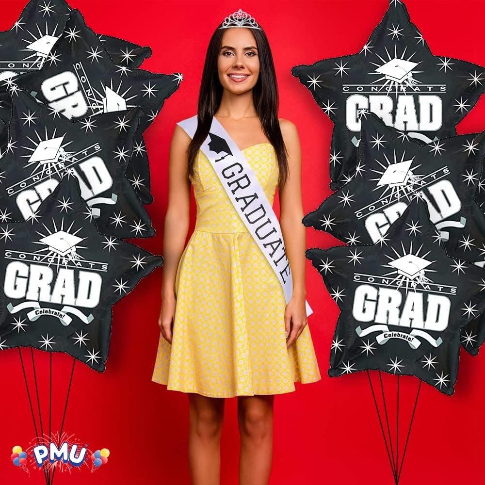 PMU Congrats Grad Cap Balloon, Star 18in Mylar | Graduation Decoration Mylar Balloons | Celebrate Success with Vibrant Graduation Balloons | Balloon Graduation Décor