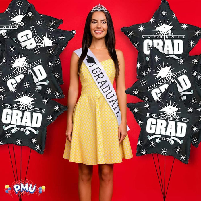 PMU Congrats Grad Cap Balloon, Star 18in Mylar | Graduation Decoration Mylar Balloons | Celebrate Success with Vibrant Graduation Balloons | Balloon Graduation Décor