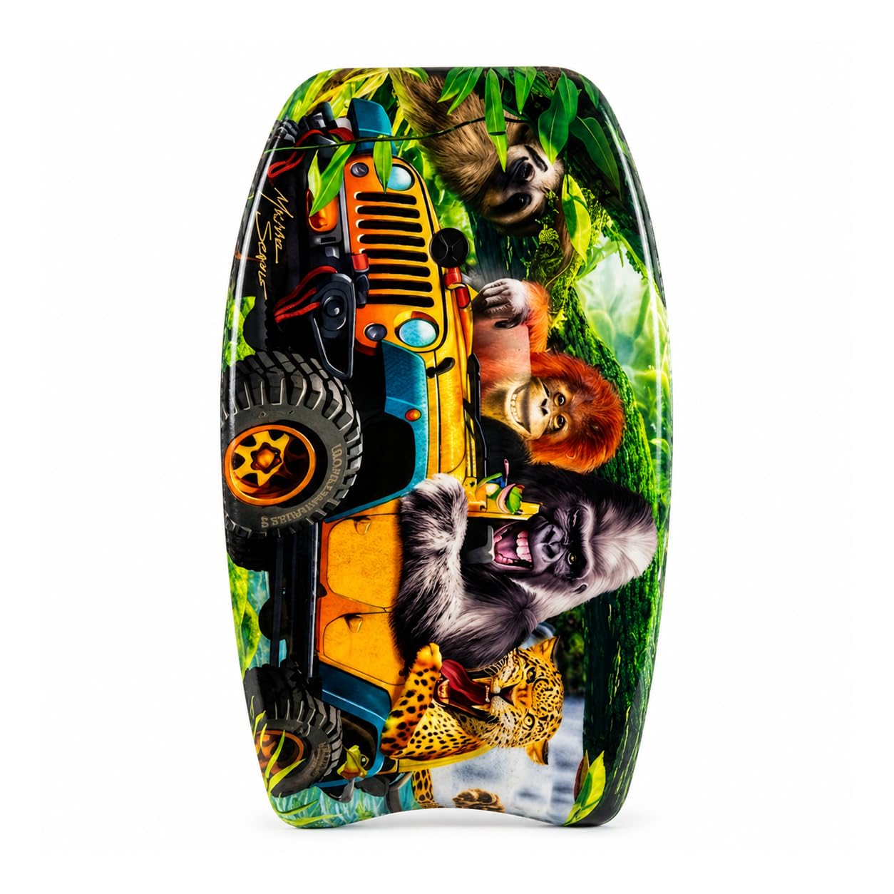 PMU 26 Inch Graphics Printed Bodyboard - Lightweight Wrist Leash Slick Bottom Boogie Board for Beach, Sea & Pool - Surfing Board for Kids, Teens & Adults Wave Conditions  Pkg/1