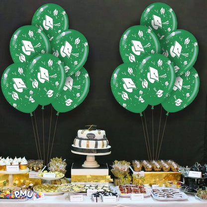 PMU Graduation Balloons | Premium Congrats Grad Balloon with All-Over Print Grad Caps-Confetti and Streamers | Graduation Party Supplies & Decorations | Latex Balloons
