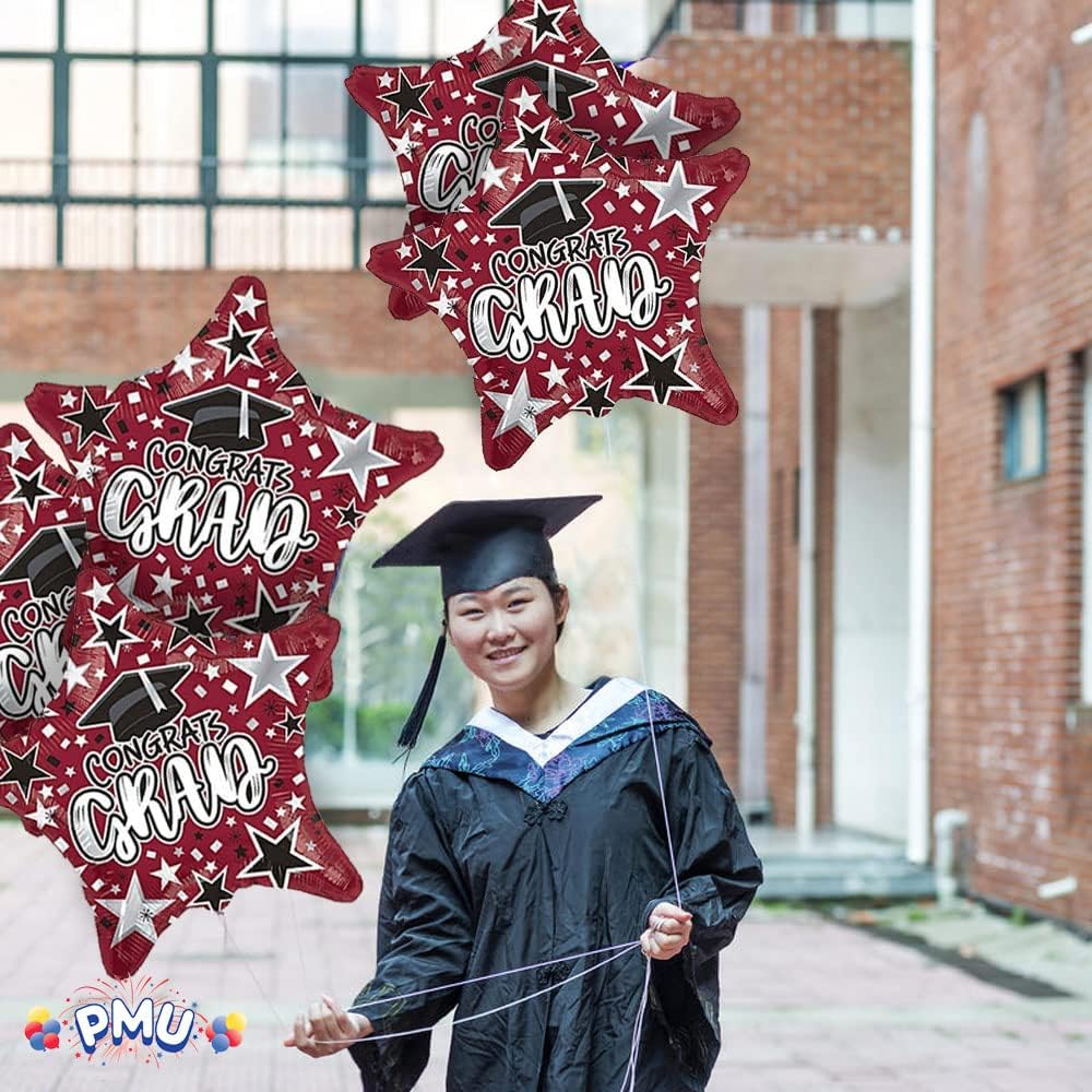 PMU Congrats Grad Cap Balloon, Star 18in Mylar | Graduation Decoration Mylar Balloons | Celebrate Success with Vibrant Graduation Balloons | Balloon Graduation Décor