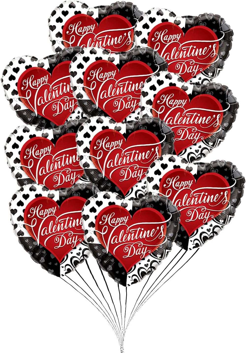 PMU Heart Shaped Happy Valentine's Day Balloons 18-Inch Mylar Idea Gift for Him or Her & Valentine Party Decorations