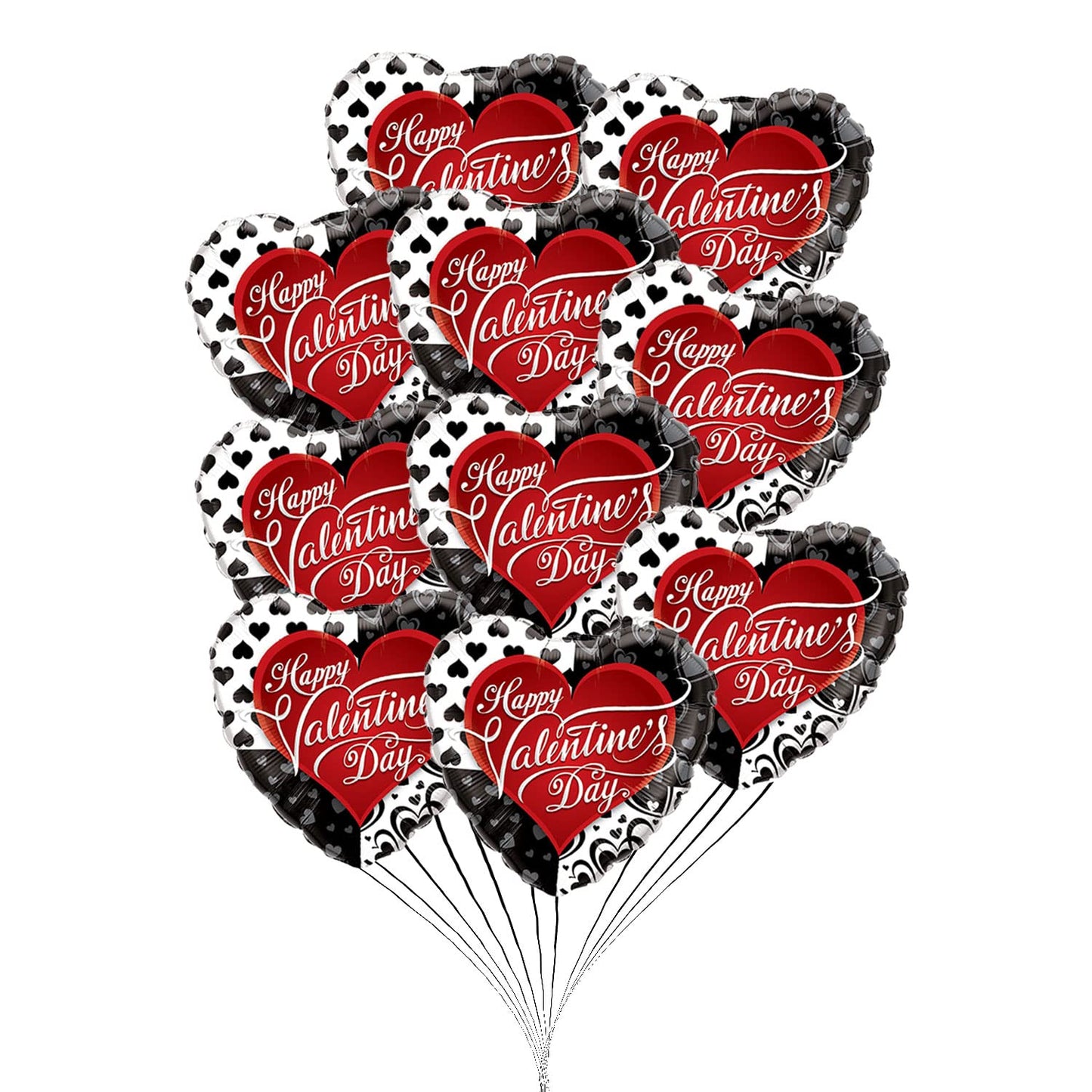 PMU Heart Shaped Happy Valentine's Day Balloons 18-Inch Mylar Idea Gift for Him or Her & Valentine Party Decorations