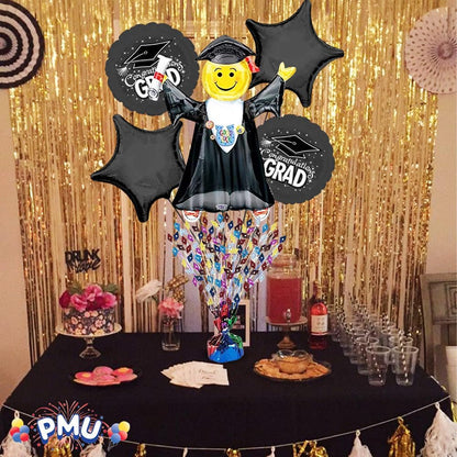 PMU Gradburst Balloon Weight Centerpiece 15 Inch with Die-Cut Metallic