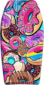PMU 26 Inch Graphics Printed Bodyboard - Lightweight Wrist Leash Slick Bottom Boogie Board for Beach, Sea & Pool - Surfing Board for Kids, Teens & Adults Wave Conditions  Pkg/1