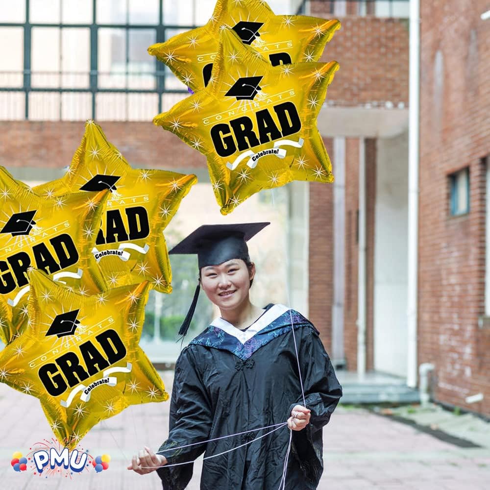 PMU Congrats Grad Cap Balloon, Star 18in Mylar | Graduation Decoration Mylar Balloons | Celebrate Success with Vibrant Graduation Balloons | Balloon Graduation Décor