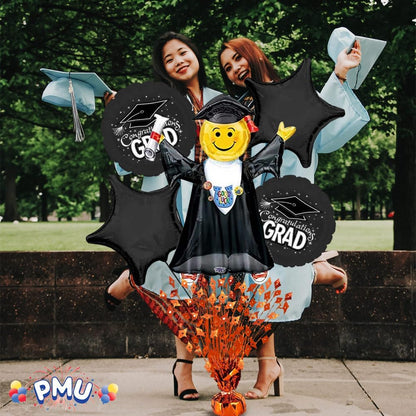 PMU Gradburst Balloon Weight Centerpiece 15 Inch with Die-Cut Metallic
