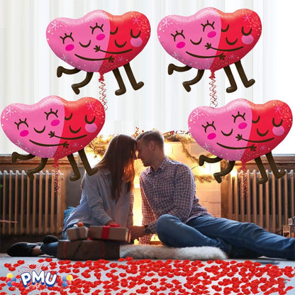 PMU 4 Pieces 36 Inches Valentine's Day Balloons,Hugging Heart Balloons, Red Balloons, Heart Shaped Balloons,Love Balloons For Proposal, Wedding & Engagement (4/Pkg)