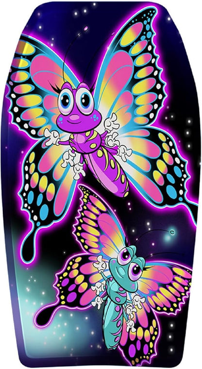 PMU 26 Inch Graphics Printed Bodyboard - Lightweight Wrist Leash Slick Bottom Boogie Board for Beach, Sea & Pool - Surfing Board for Kids, Teens & Adults Wave Conditions  Pkg/1