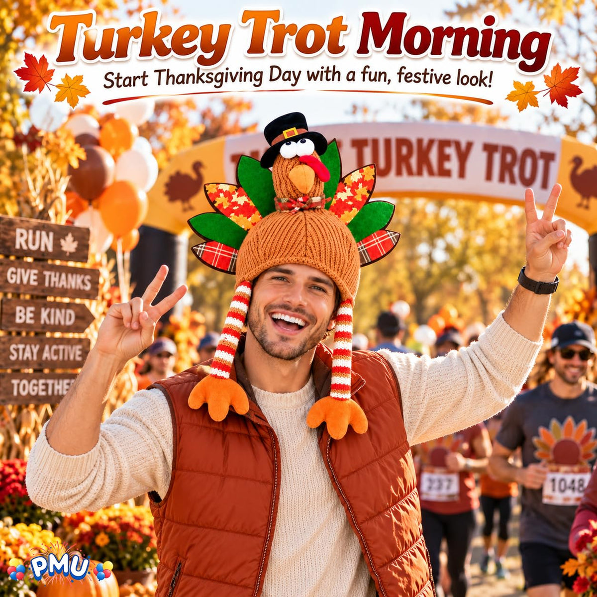 PMU Funny Turkey Hat, Thanksgiving Costume & Fall Accessory