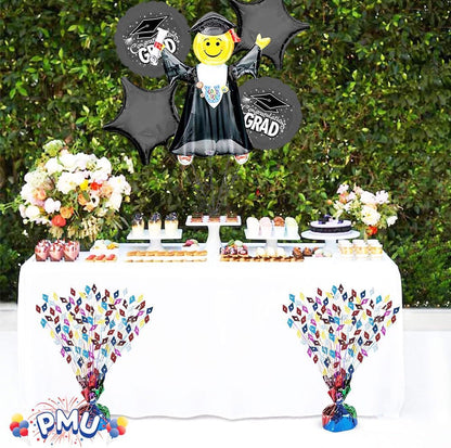 PMU Gradburst Balloon Weight Centerpiece 15 Inch with Die-Cut Metallic