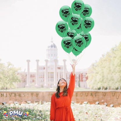 PMU Graduation Balloons | Premium Congrats Grad Balloon with All-Over Print Grad Caps-Confetti and Streamers | Graduation Party Supplies & Decorations | Latex Balloons