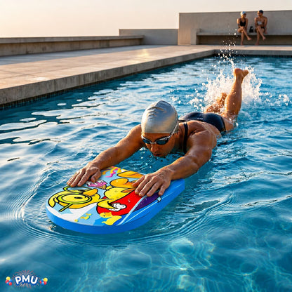 PMU Graphics Printed Bodyboard - Lightweight Wrist Leash Slick Bottom for Beach, Sea & Pool - Surfing Board