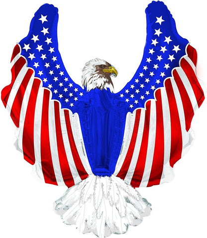 PMU 40 Inch Patriotic Eagle Balloon – American Flag Mylar Balloon for 4th of July, Independence Day Party Decorations, Red White Blue Décor