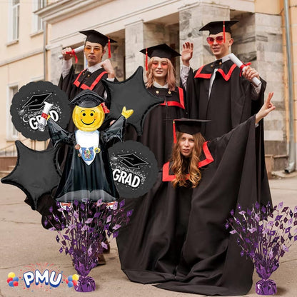 PMU Gradburst Balloon Weight Centerpiece 15 Inch with Die-Cut Metallic