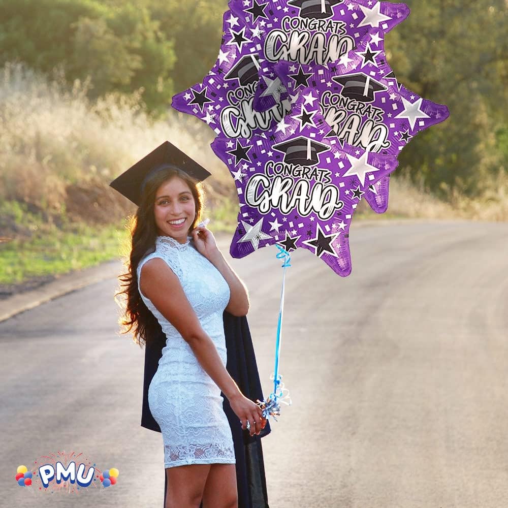 PMU Congrats Grad Cap Balloon, Star 18in Mylar | Graduation Decoration Mylar Balloons | Celebrate Success with Vibrant Graduation Balloons | Balloon Graduation Décor