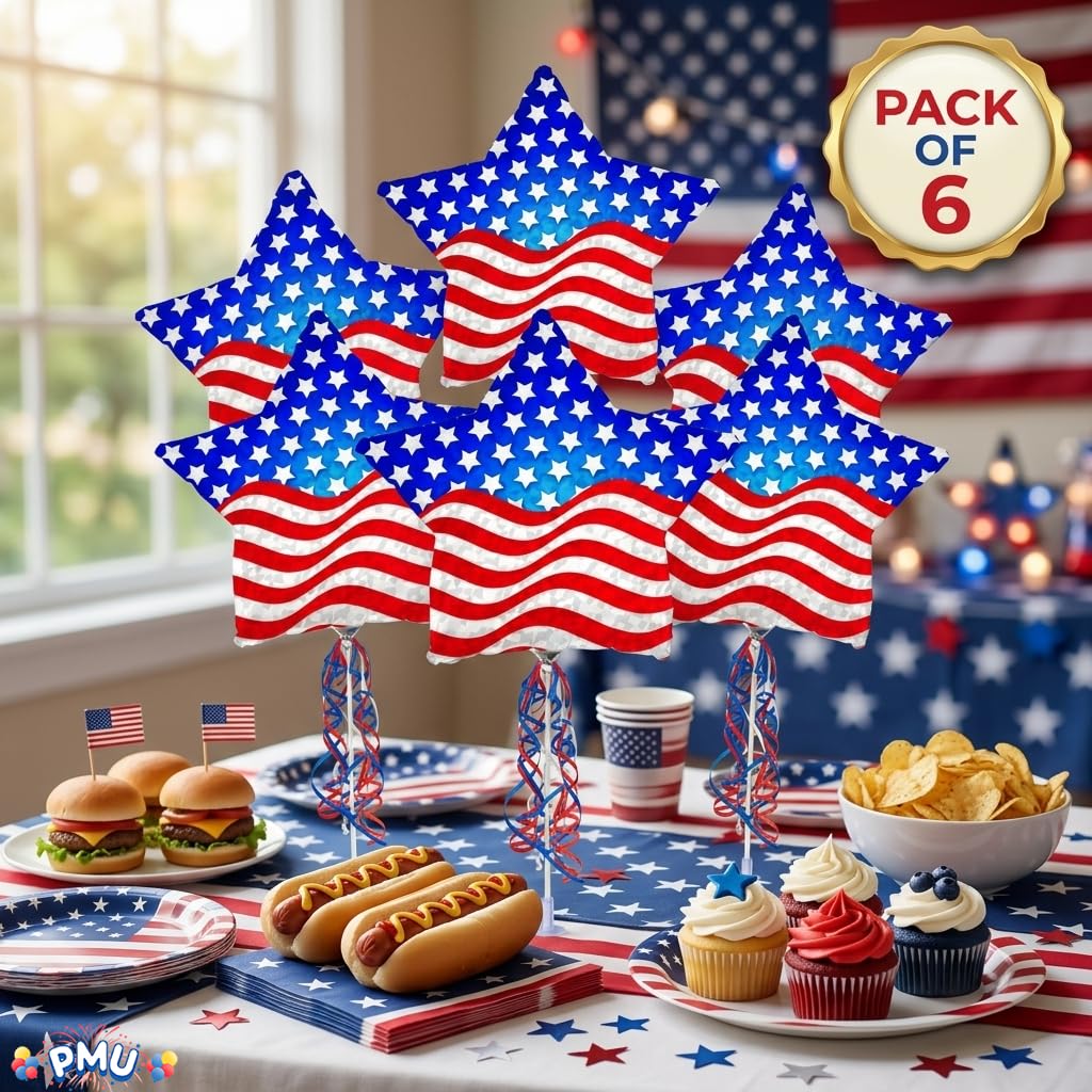PMU 9 inch Pre-Inflated Emoji and Patriotic Balloons with Stick