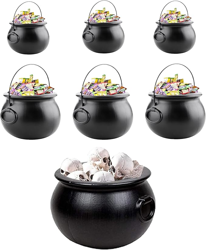 PMU Halloween Cauldron - Blow Mold Plastic Party Accessory - Candy Holder for Kids - Halloween Party Favors & Supplies – Perfect for Trick or Treat