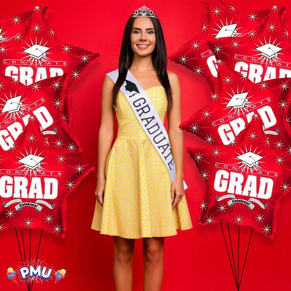 PMU Congrats Grad Cap Balloon, Star 18in Mylar | Graduation Decoration Mylar Balloons | Celebrate Success with Vibrant Graduation Balloons | Balloon Graduation Décor