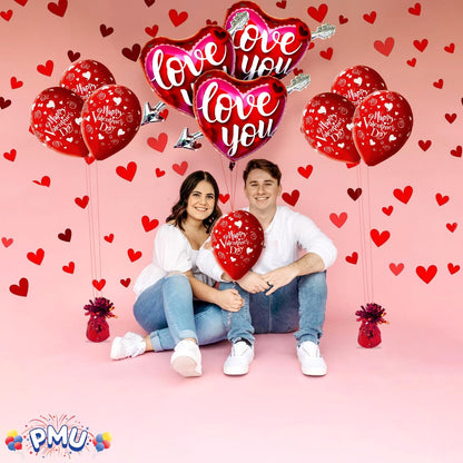 PMU 4 Pieces 39 Inches Valentine's Day Balloons, Heart Balloons, Red Balloons, Heart Shaped Balloons,Love Balloons For Proposal, Wedding & Engagement (4/Pkg)