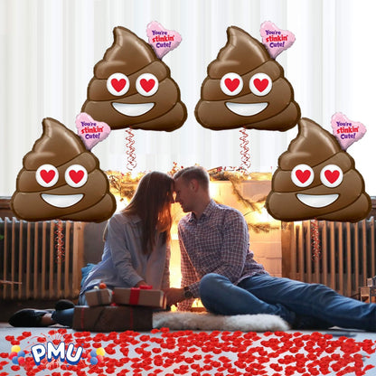 PMU 4 Pieces 31 Inches Valentine's Day Balloons,Huge Poop Balloons, Love Balloons for Special Events, You're Stinkin Cute Balloon Photo Props Party Decoration and Accessories (4/Pkg)