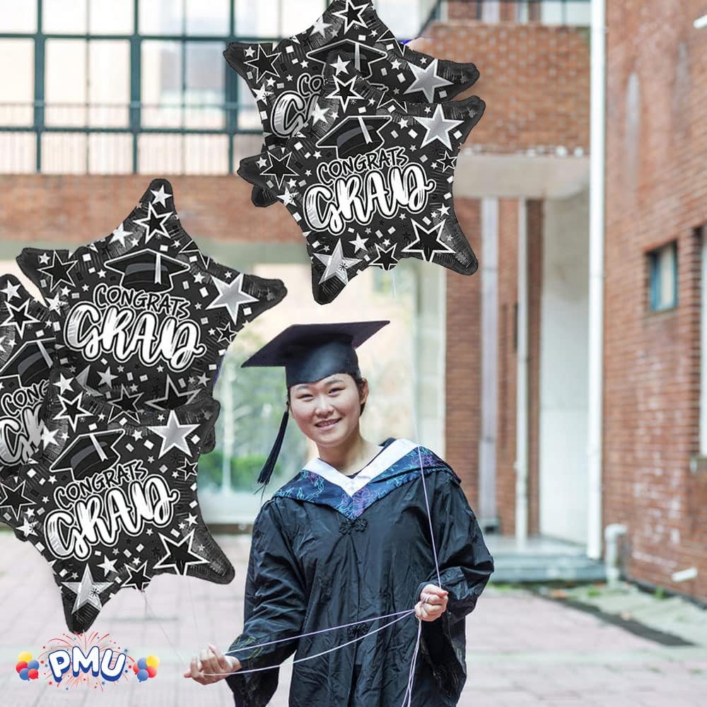 PMU Congrats Grad Cap Balloon, Star 18in Mylar | Graduation Decoration Mylar Balloons | Celebrate Success with Vibrant Graduation Balloons | Balloon Graduation Décor