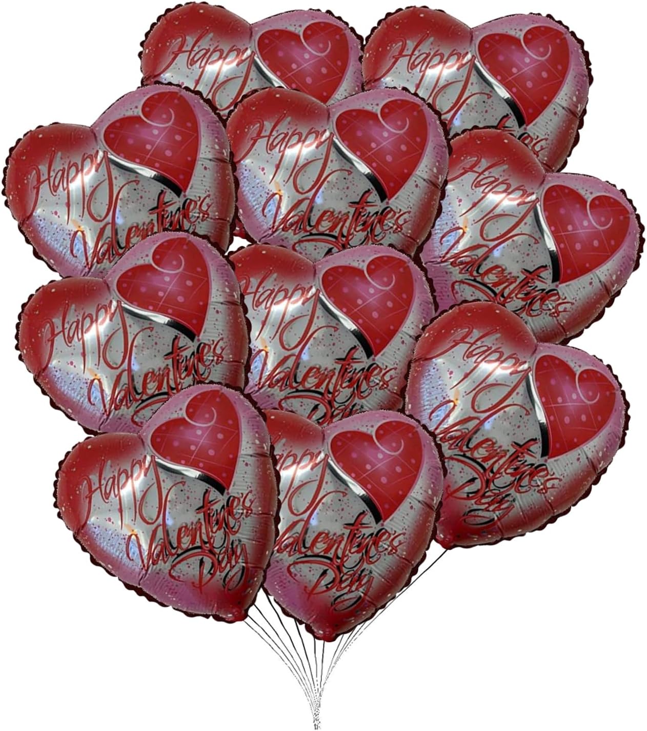 PMU Heart Shaped Happy Valentine's Day Balloons 18-Inch Mylar Idea Gift for Him or Her & Valentine Party Decorations