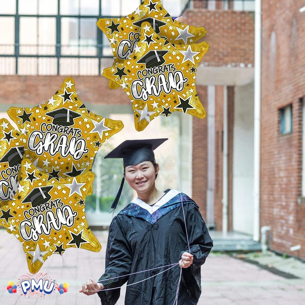 PMU Congrats Grad Cap Balloon, Star 18in Mylar | Graduation Decoration Mylar Balloons | Celebrate Success with Vibrant Graduation Balloons | Balloon Graduation Décor