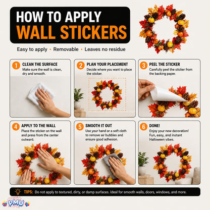 PMU Thanksgiving Wall Stickers, Fall Decals, Harvest Wall Decor