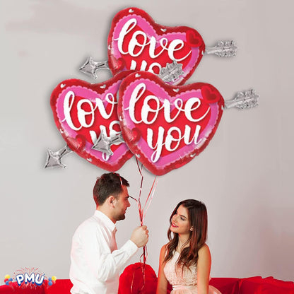 PMU 4 Pieces 39 Inches Valentine's Day Balloons, Heart Balloons, Red Balloons, Heart Shaped Balloons,Love Balloons For Proposal, Wedding & Engagement (4/Pkg)