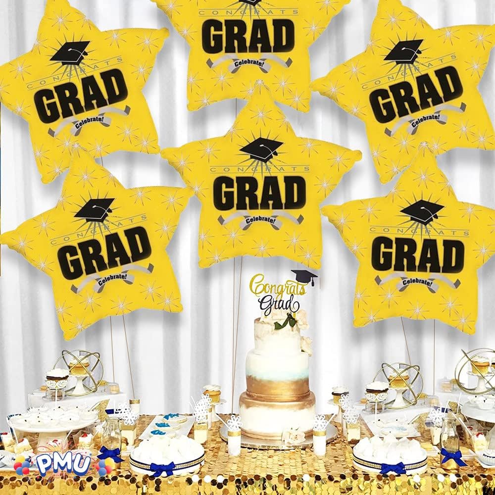 PMU Congrats Grad Cap Balloon, Star 18in Mylar | Graduation Decoration Mylar Balloons | Celebrate Success with Vibrant Graduation Balloons | Balloon Graduation Décor