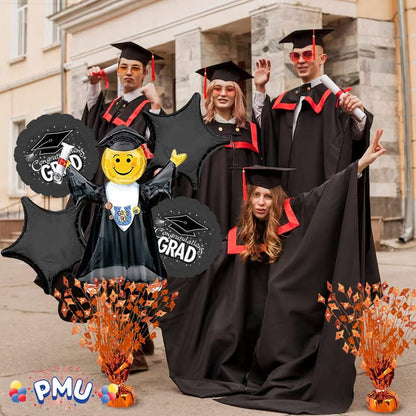 PMU Gradburst Balloon Weight Centerpiece 15 Inch with Die-Cut Metallic