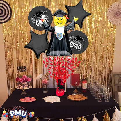 PMU Gradburst Balloon Weight Centerpiece 15 Inch with Die-Cut Metallic