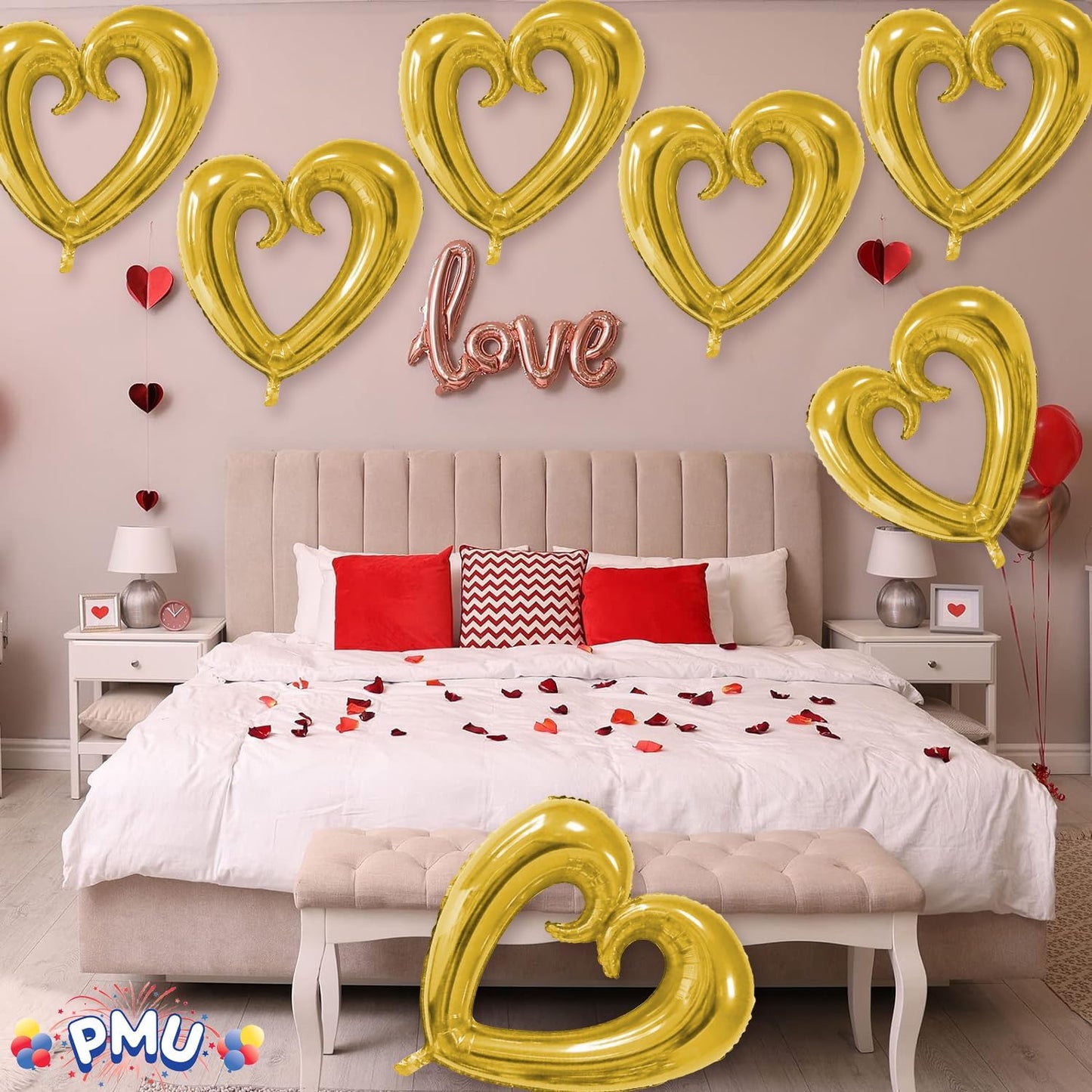 PMU Heart Shaped 24 Inch Open Center Mylar Balloon