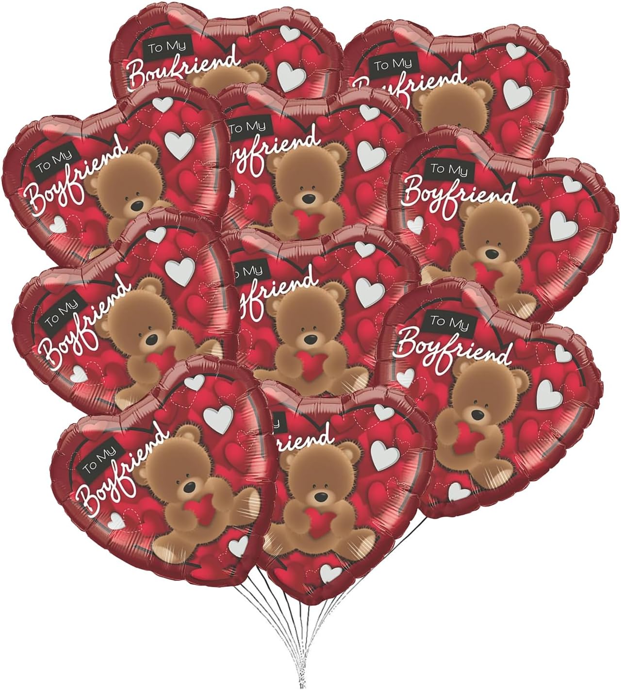 PMU Heart Shaped Happy Valentine's Day Balloons 18-Inch Mylar Idea Gift for Him or Her & Valentine Party Decorations