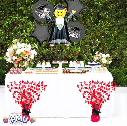 PMU Gradburst Balloon Weight Centerpiece 15 Inch with Die-Cut Metallic
