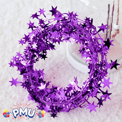 PMU Star Wire Shiny - Garland Halloween, Christmas Party, Wedding, Birthday, Festive Home Decoration Ornament 25ft Tinsel