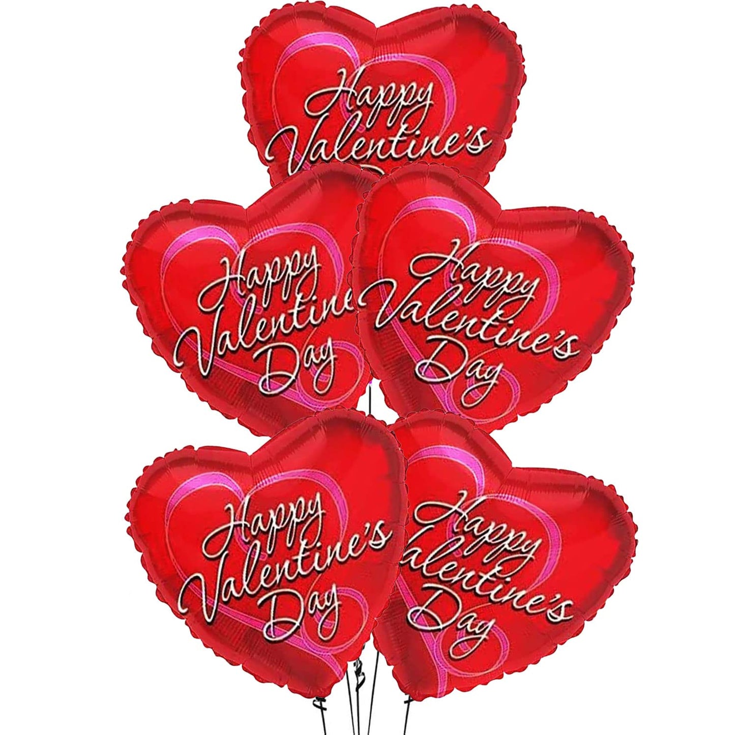 PMU Heart Shaped Happy Valentine's Day Balloons 18-Inch Mylar Idea Gift for Him or Her & Valentine Party Decorations