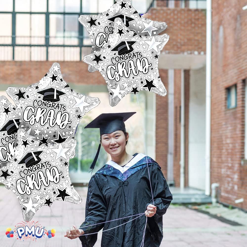 PMU Congrats Grad Cap Balloon, Star 18in Mylar | Graduation Decoration Mylar Balloons | Celebrate Success with Vibrant Graduation Balloons | Balloon Graduation Décor