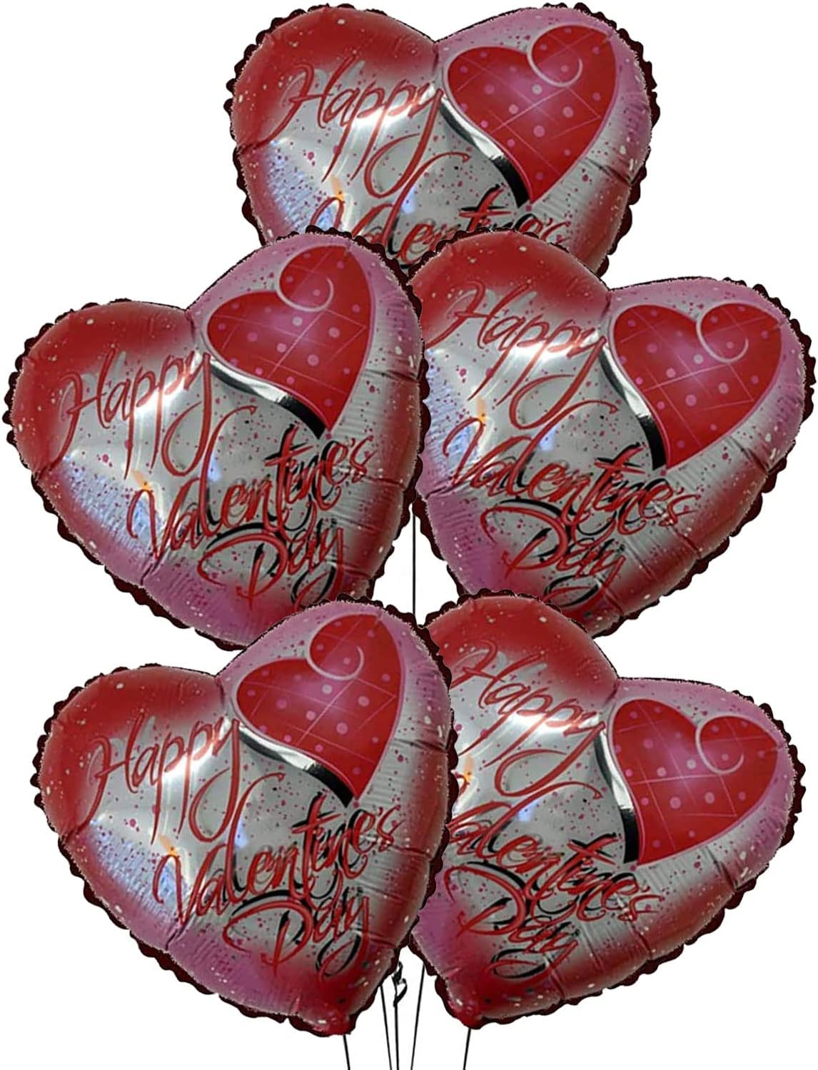 PMU Heart Shaped Happy Valentine's Day Balloons 18-Inch Mylar Idea Gift for Him or Her & Valentine Party Decorations