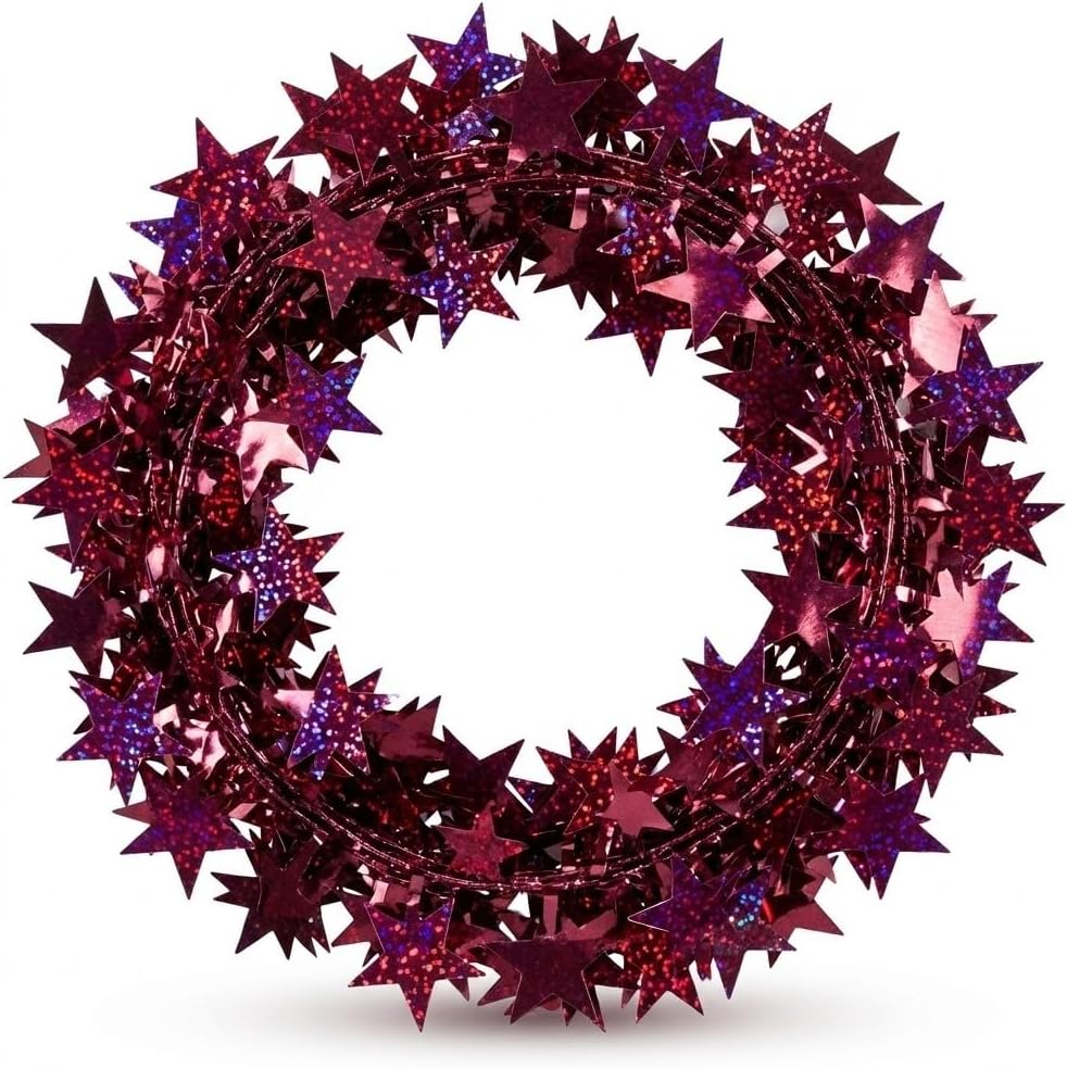 PMU Star Wire Shiny - Garland Halloween, Christmas Party, Wedding, Birthday, Festive Home Decoration Ornament 25ft Tinsel