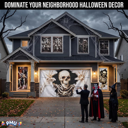 PMU 7 Set Halloween Garage Door Cover Set, 16x7ft, Window & Door Décor