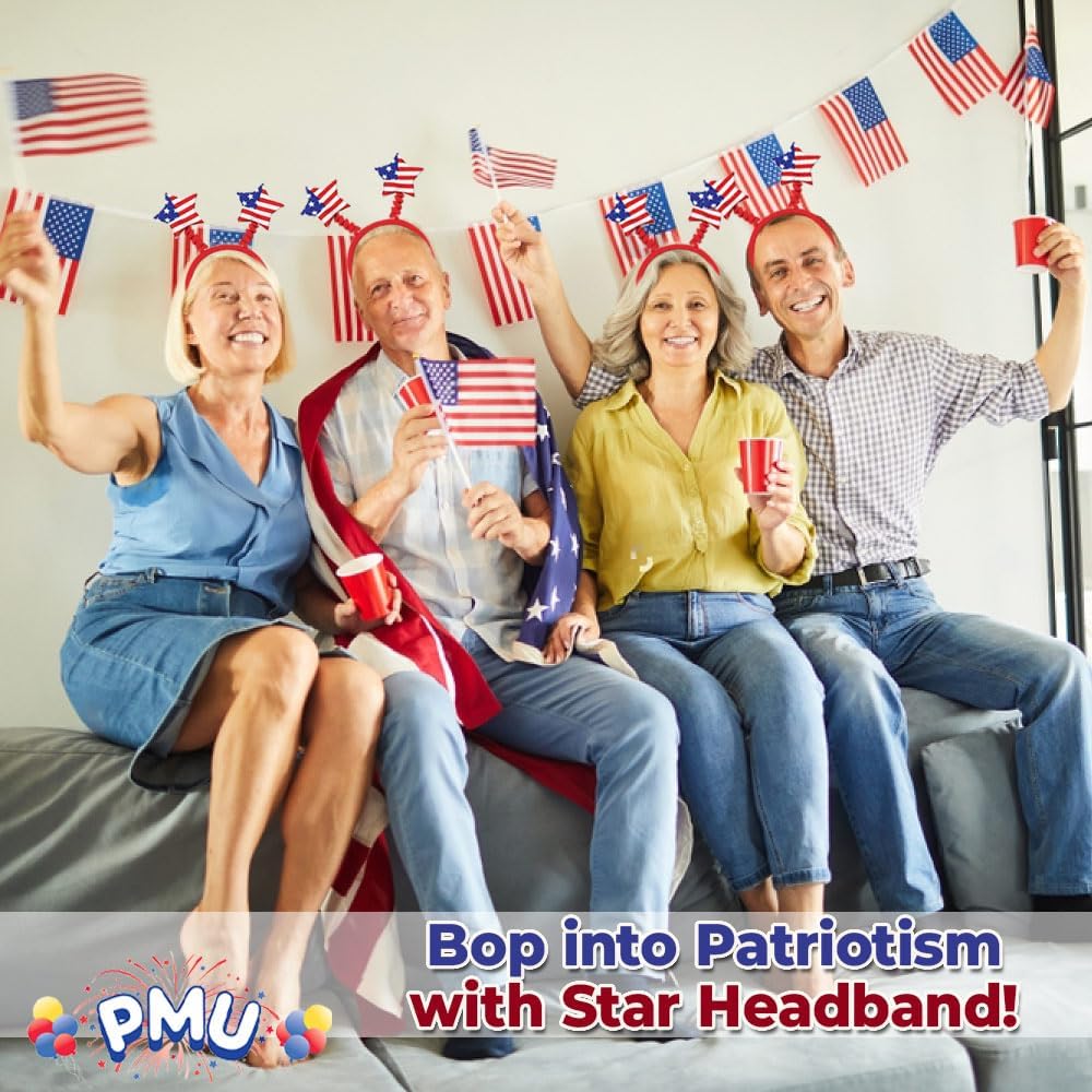 PMU Patriotic Headband 4th of July Party Wearable Headwear Costume and Decoration Accessory