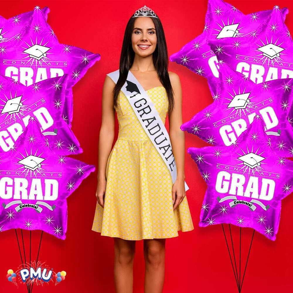 PMU Congrats Grad Cap Balloon, Star 18in Mylar | Graduation Decoration Mylar Balloons | Celebrate Success with Vibrant Graduation Balloons | Balloon Graduation Décor