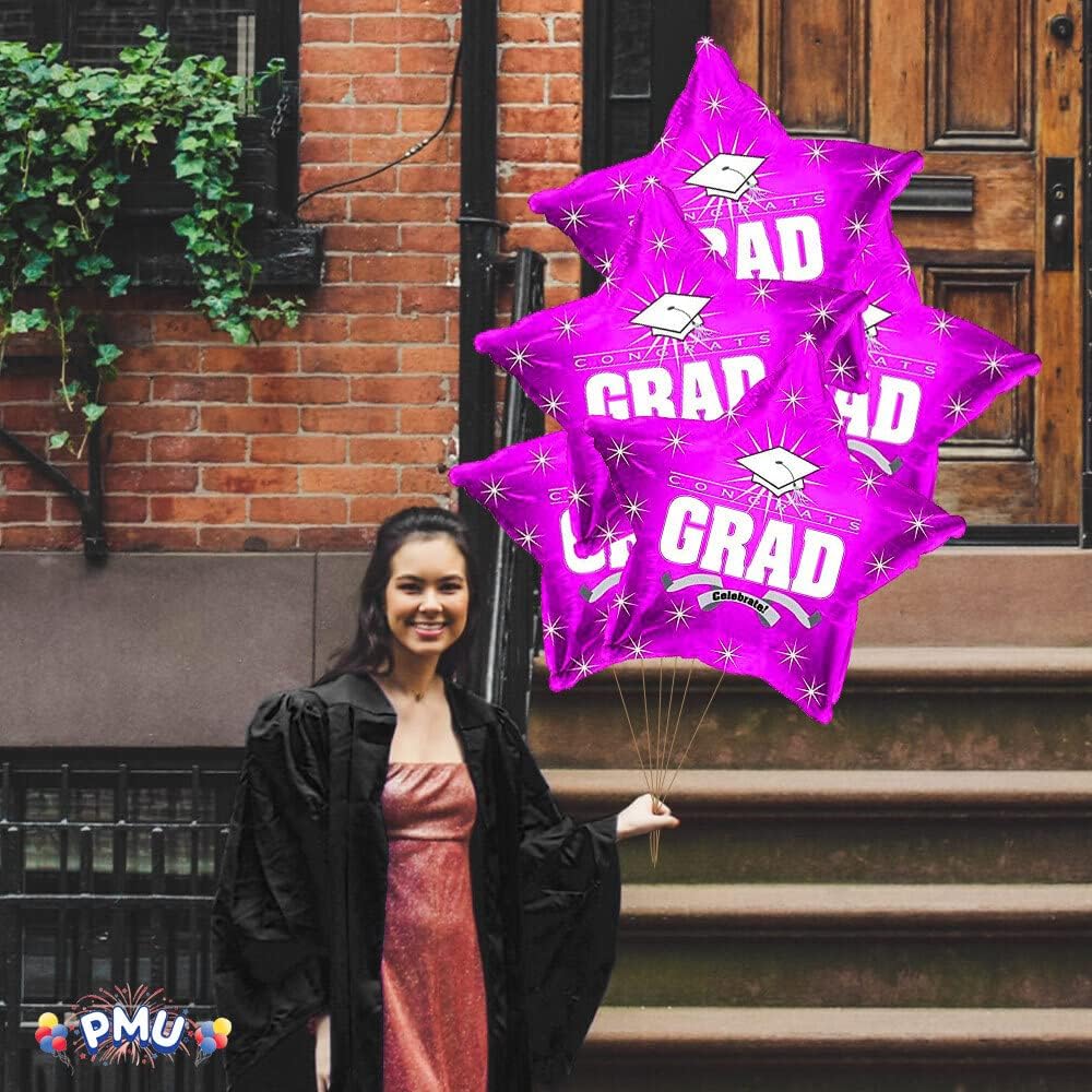 PMU Congrats Grad Cap Balloon, Star 18in Mylar | Graduation Decoration Mylar Balloons | Celebrate Success with Vibrant Graduation Balloons | Balloon Graduation Décor