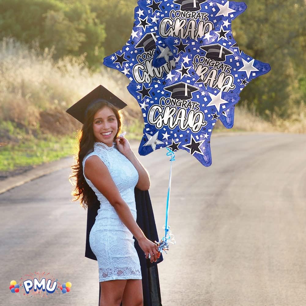 PMU Congrats Grad Cap Balloon, Star 18in Mylar | Graduation Decoration Mylar Balloons | Celebrate Success with Vibrant Graduation Balloons | Balloon Graduation Décor