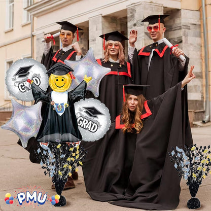 PMU Gradburst Balloon Weight Centerpiece 15 Inch with Die-Cut Metallic