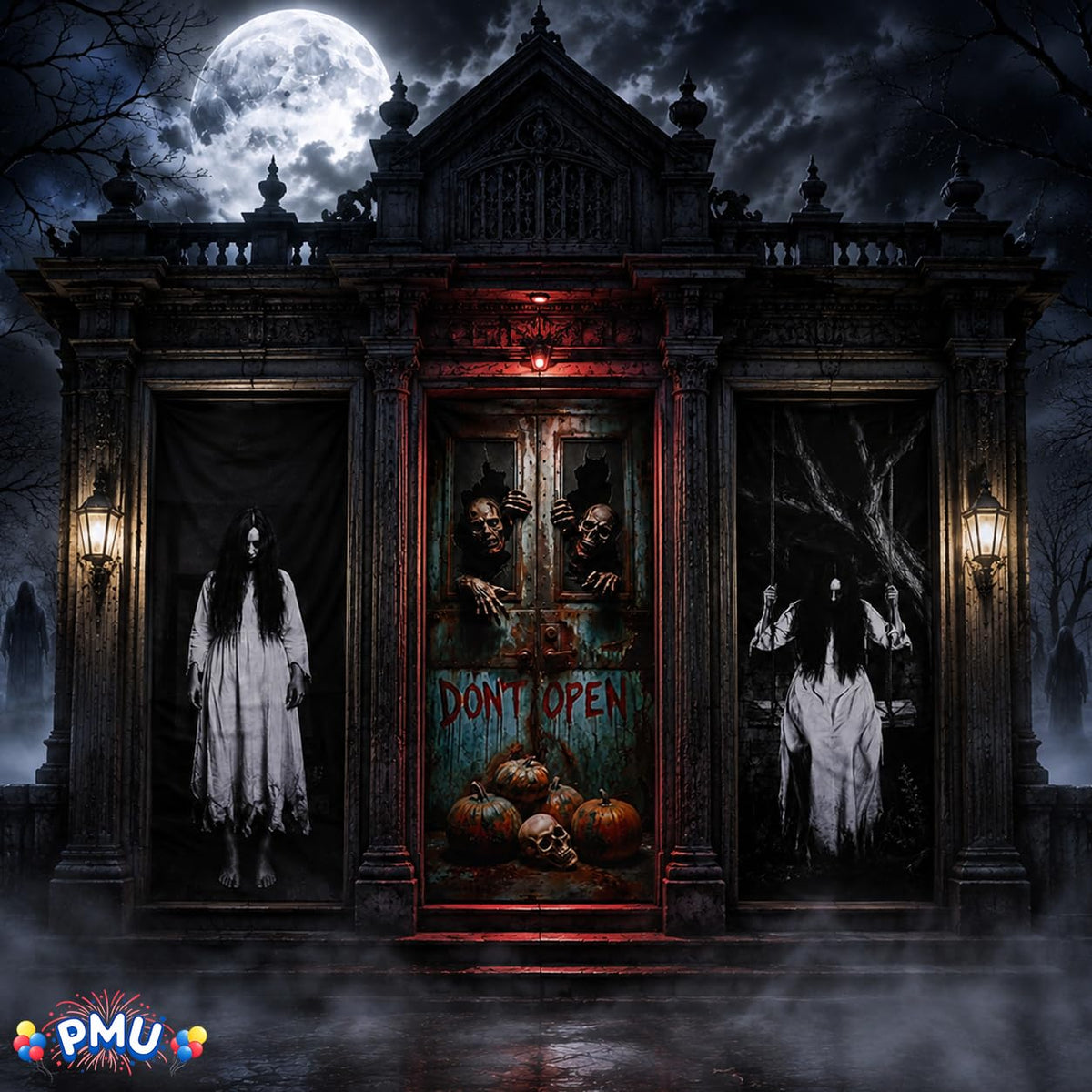 PMU 3 Pcs Halloween Door Cover, High-Definition Door Cover Halloween Decor
