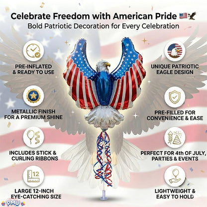 PMU 9 inch Pre-Inflated Emoji and Patriotic Balloons with Stick
