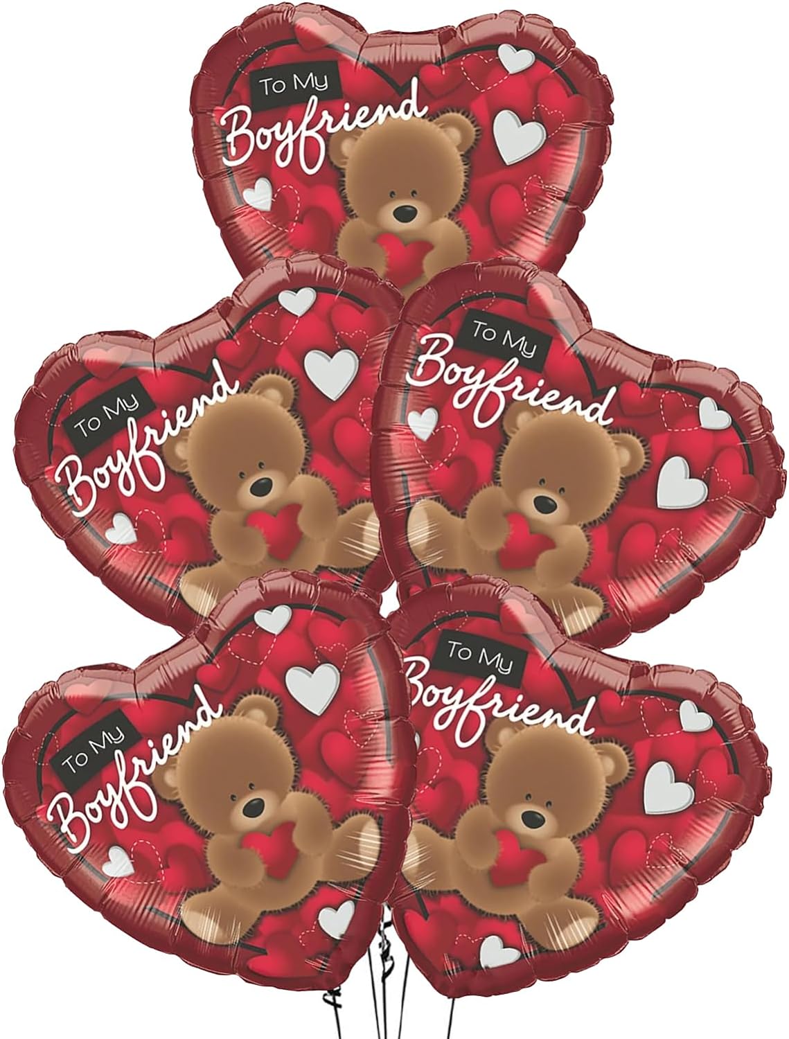 PMU Heart Shaped Happy Valentine's Day Balloons 18-Inch Mylar Idea Gift for Him or Her & Valentine Party Decorations